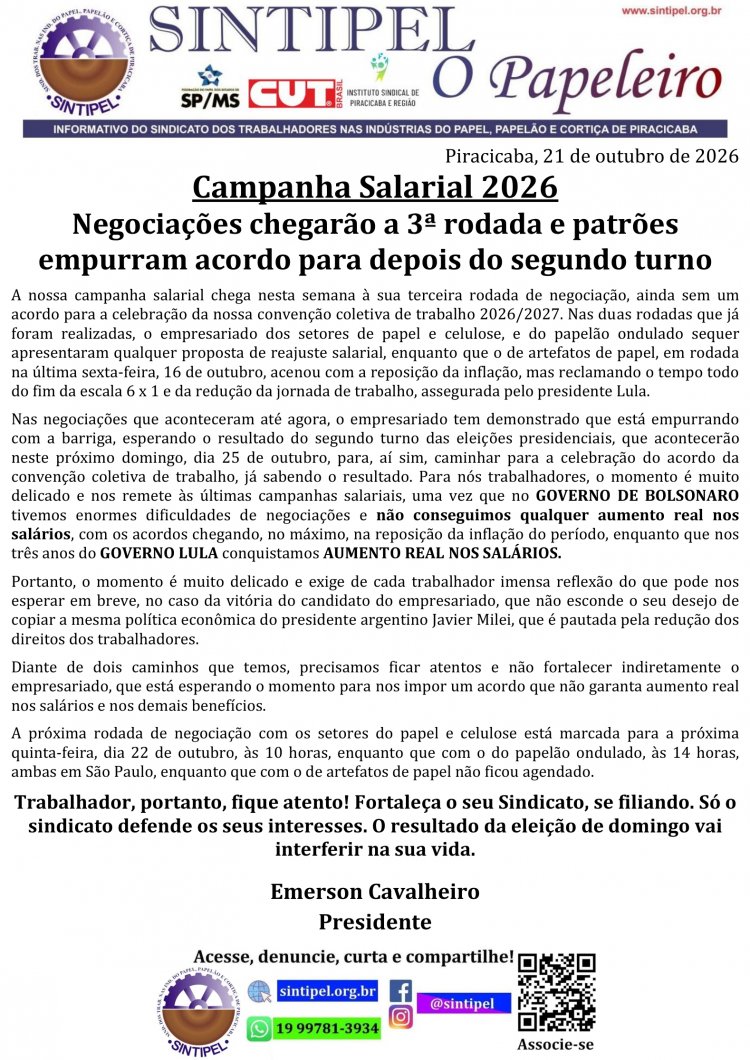 Campanha Salarial 2026 Negociações chegarão a 3ª rodada