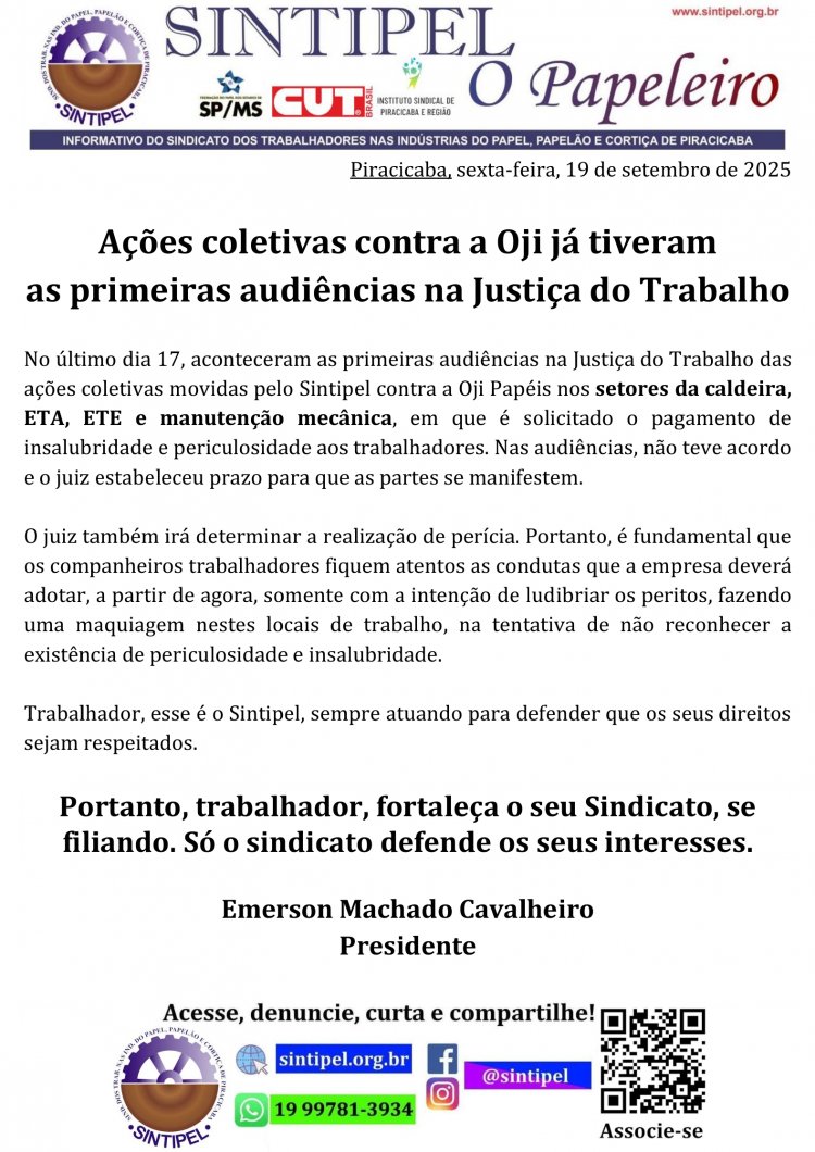 Ações coletivas contra a Oji já tiveram as primeiras