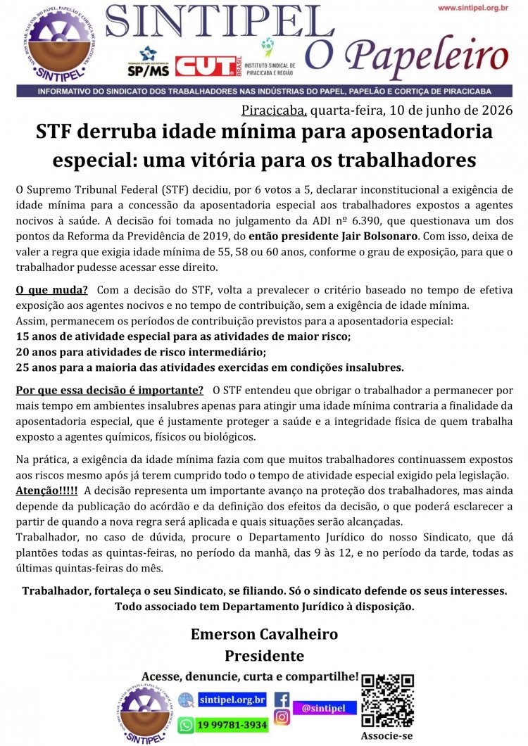 STF derruba idade mínima para aposentadoria especial: uma