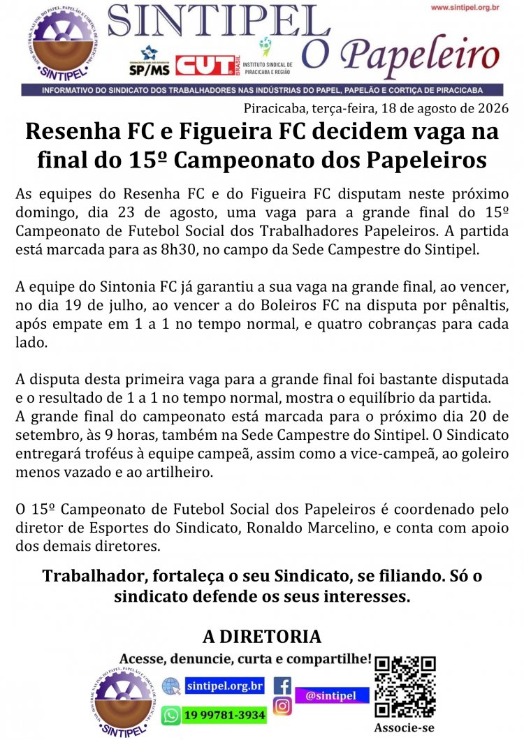 Resenha FC e Figueira FC decidem vaga na final do 15º