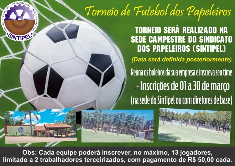 Sintipel abre inscrições para torneio de