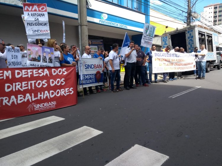 Nosso sindicato no ato público do Conespi contra a reforma da Previdência