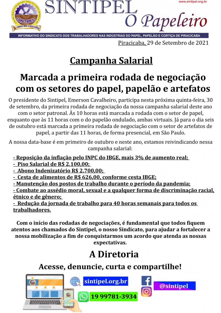 Marcada a primeira rodada de negociação com os setores do papel,