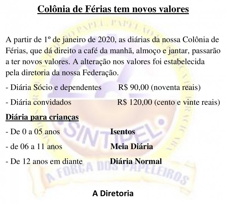 Colônia de Férias tem novos