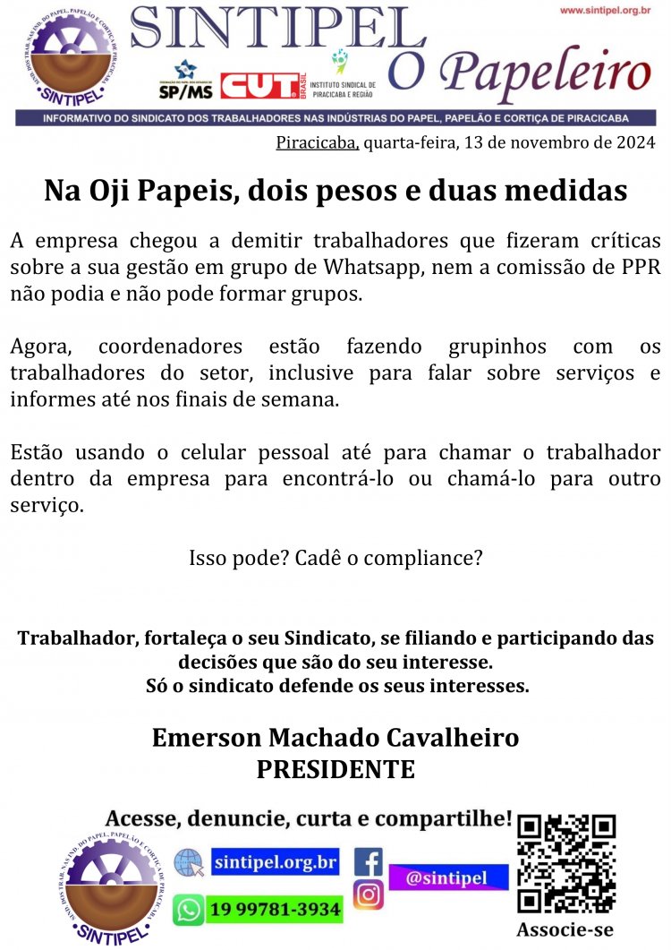 Na Oji Papeis, dois pesos e duas