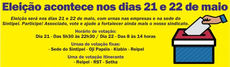 Eleição no Sindicato começa nesta terça-feira e prossegue na quarta-feira