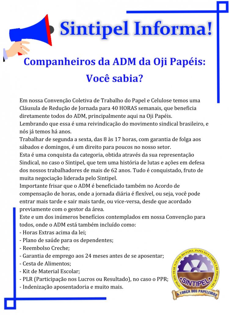 Companheiros da ADM da Oji Papéis: Você