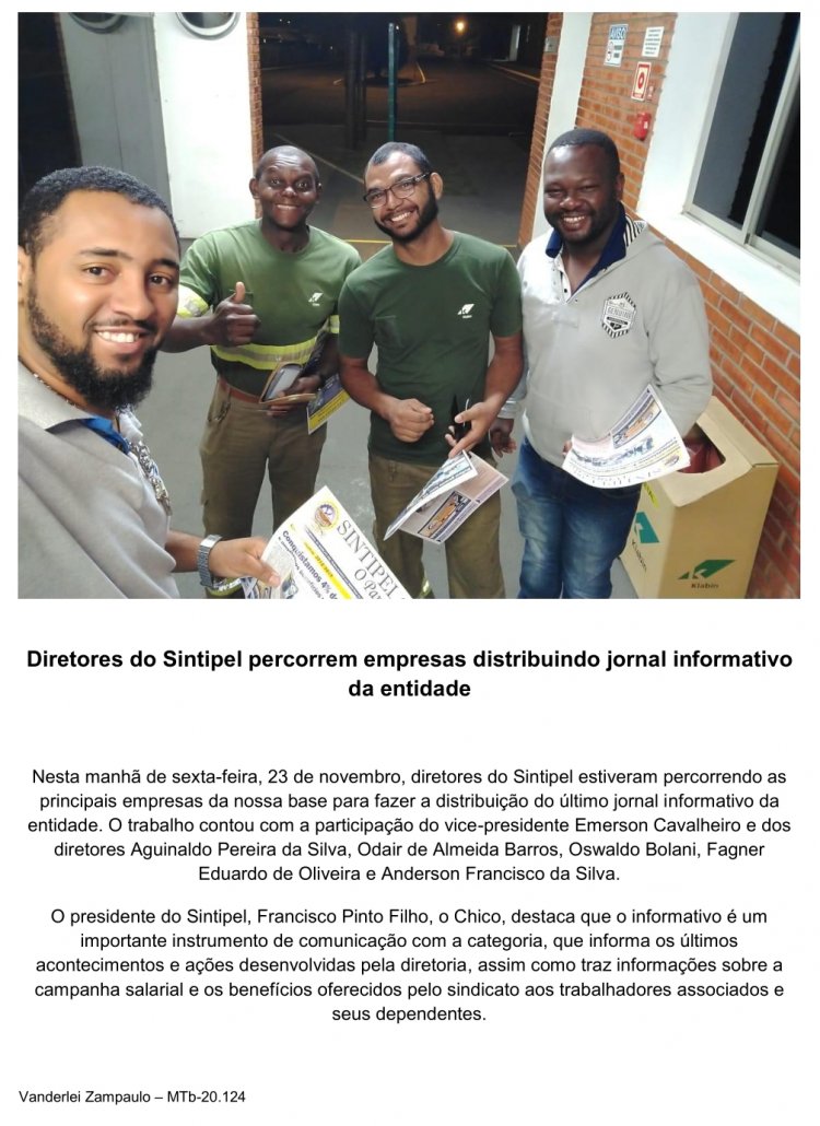 Diretores do Sintipel percorrem empresas distribuindo jornal