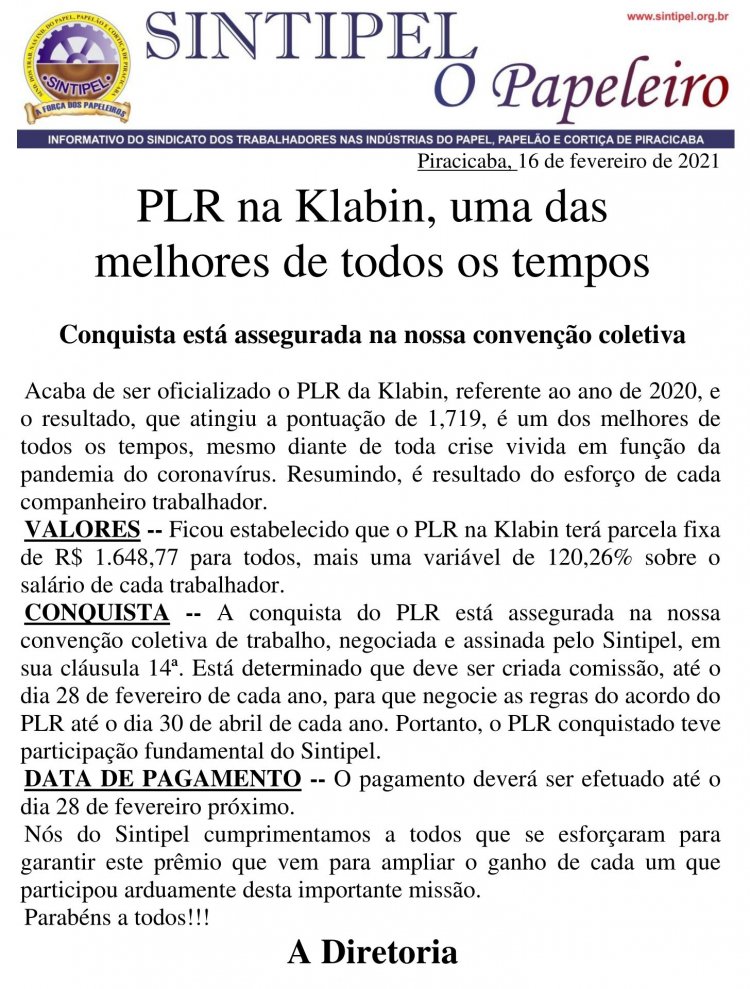 PLR na Klabin, uma das melhores de todos os