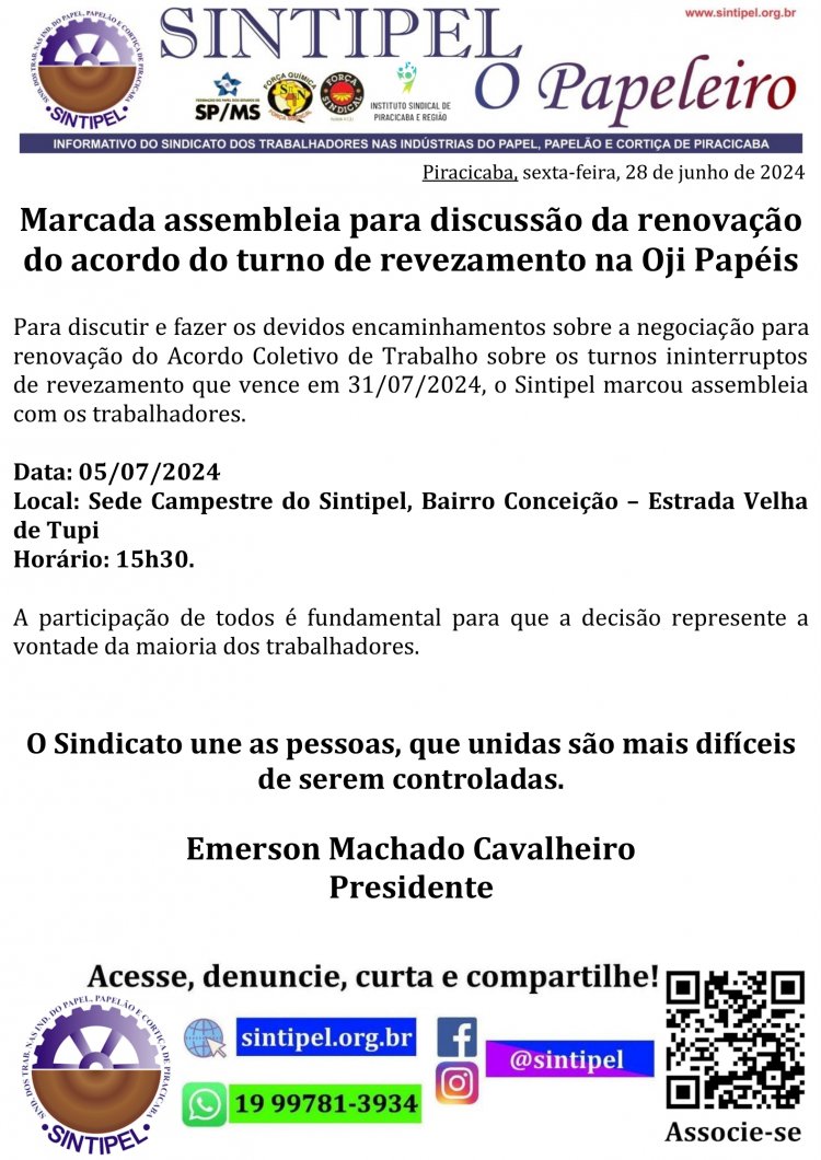 Marcada assembleia para discussão da renovação do acordo do turno