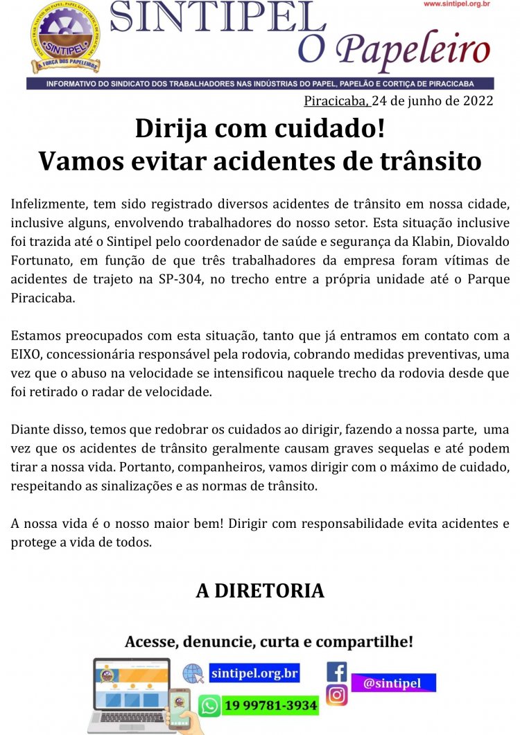 Dirija com cuidado! Vamos evitar acidentes de