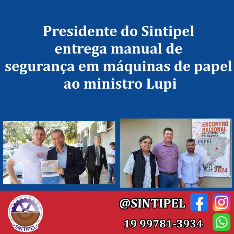 Presidente do Sintipel entrega manual de segurança em máquinas de