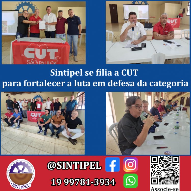 Sintipel se filia a CUT para fortalecer a luta em defesa da categoria