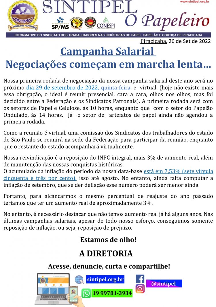 Campanha Salarial Negociações começam em marcha