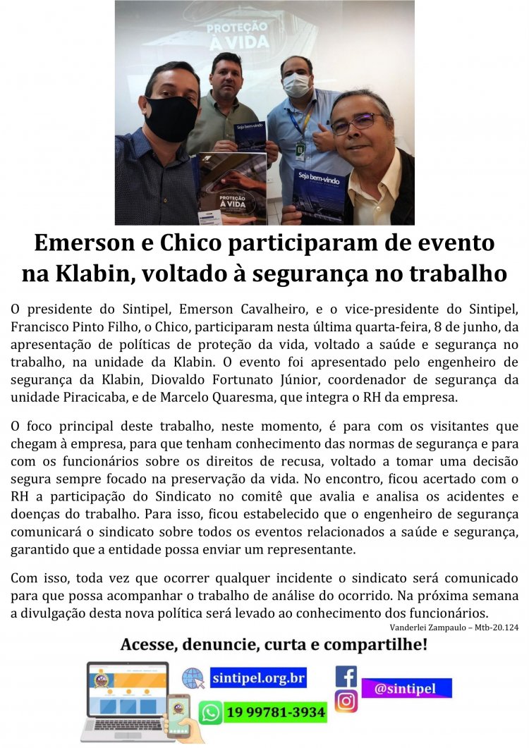 Emerson e Chico participaram de evento na Klabin, voltado à
