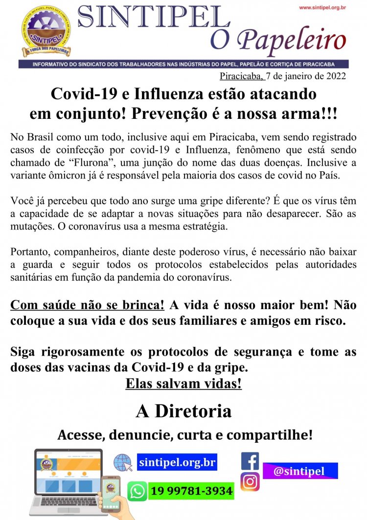 Covid-19 e Influenza estão atacando em conjunto! Prevenção é a